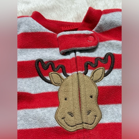Carter’s | Baby Footed Fleece Moose Pajama | Newborn - Picture 2 of 3